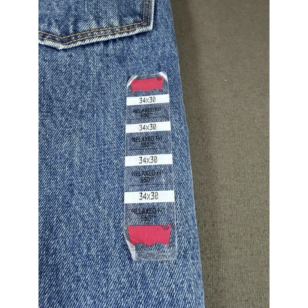 Levi's 550 Jeans Men's 34x30 Relaxed Fit Tapered Leg Blue Denim Work Casual NEW